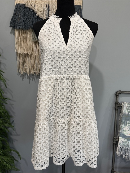 J. Crew Dresses & Skirts - J.Crew White Eyelet Halter Dress Embroidered Summer Mini Dress Size S